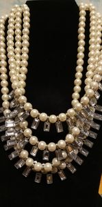 VTG Faux Pearl & Rhinestone Necklace
